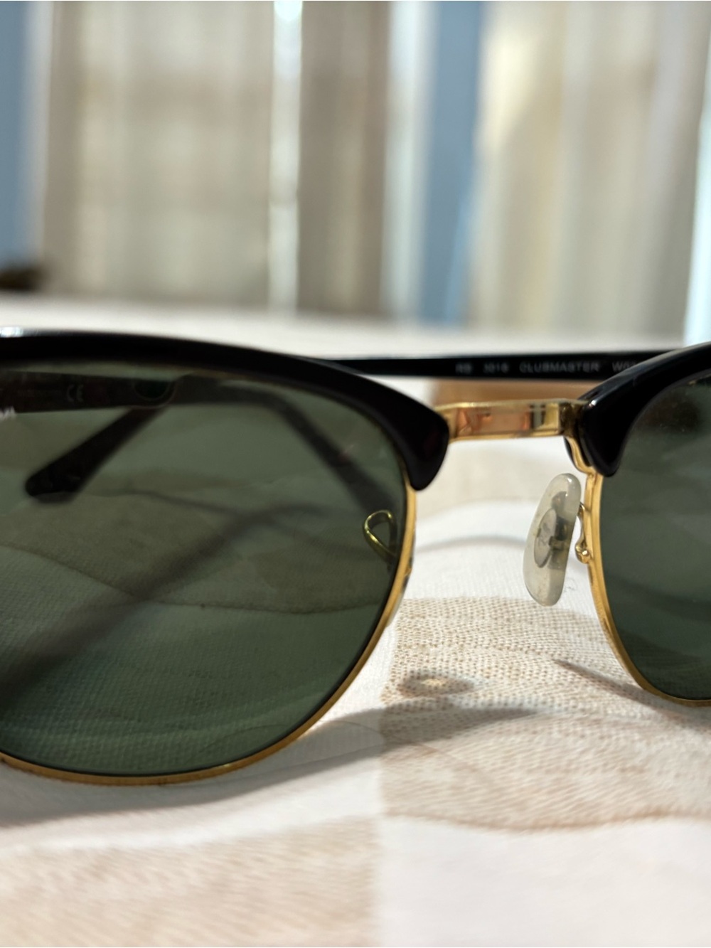Ray-Ban Clubmaster Black and Gold Sunglasses with Green Lenses